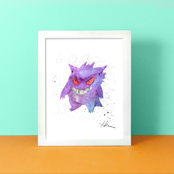 Mega Gengar Pokemon Watercolour A4 Print