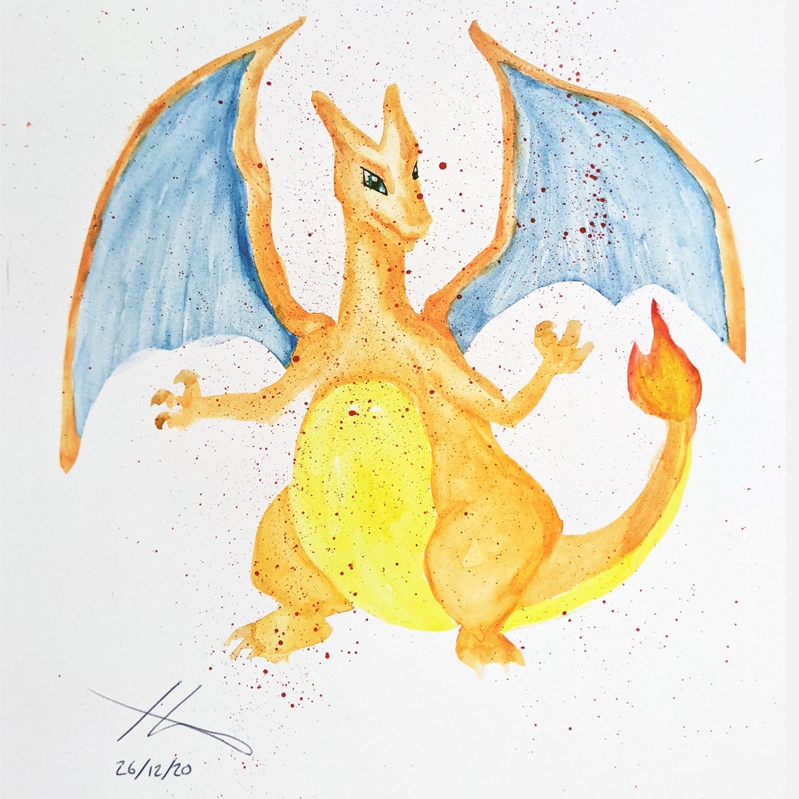 Charizard Inspired Original A4 Painting - Etsy