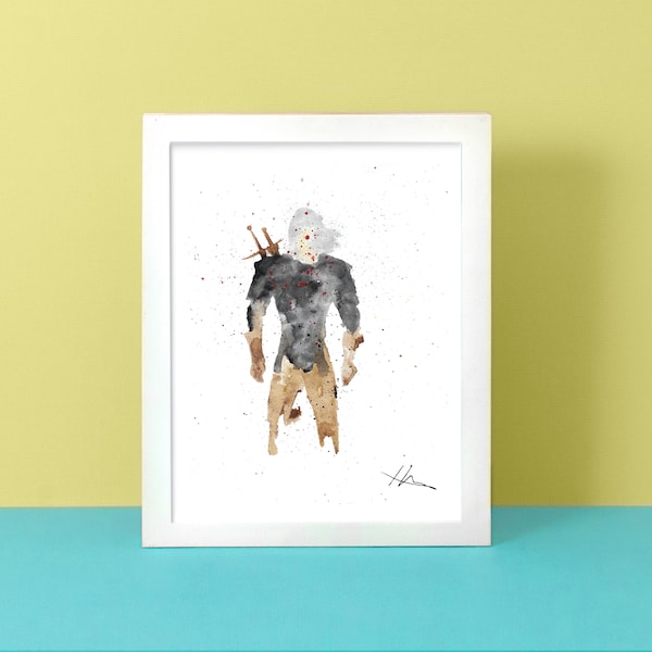 Geralt, Inspired by The Witcher Watercolour Print