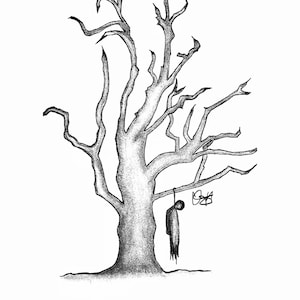 Hangin&#39; Around - 5x7 Art Print, Macabre Prints, Horror Art Prints, Graphite Drawings, Small Prints, Art Decor, Wall Art, Wall Decor