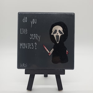 Ceramic Coaster - 4x4 Hand Painted Coaster, Gifts, Art Deco, Scream Movie,, Goth Art, Occult, Scary Movies. Fan Art, Handmade, Decorations