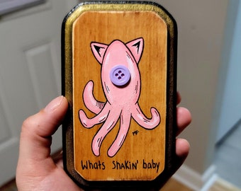 Coraline Squid Plaque - Vintage Halloween, Witchy Decor, Coraline Art, Tim Burton Art, Creepy Cute Art, Spooky Cute Art, Gothic Decor, Art