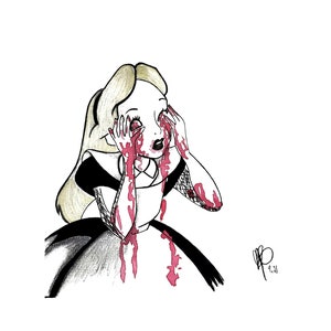 Alice in Wonderland - 8x10 Art Print, Wall Art, Disney, Halloween, Horror Movies, Scary Movies, Fan Art, Art Deco, Occult, Tim Burton, Witch