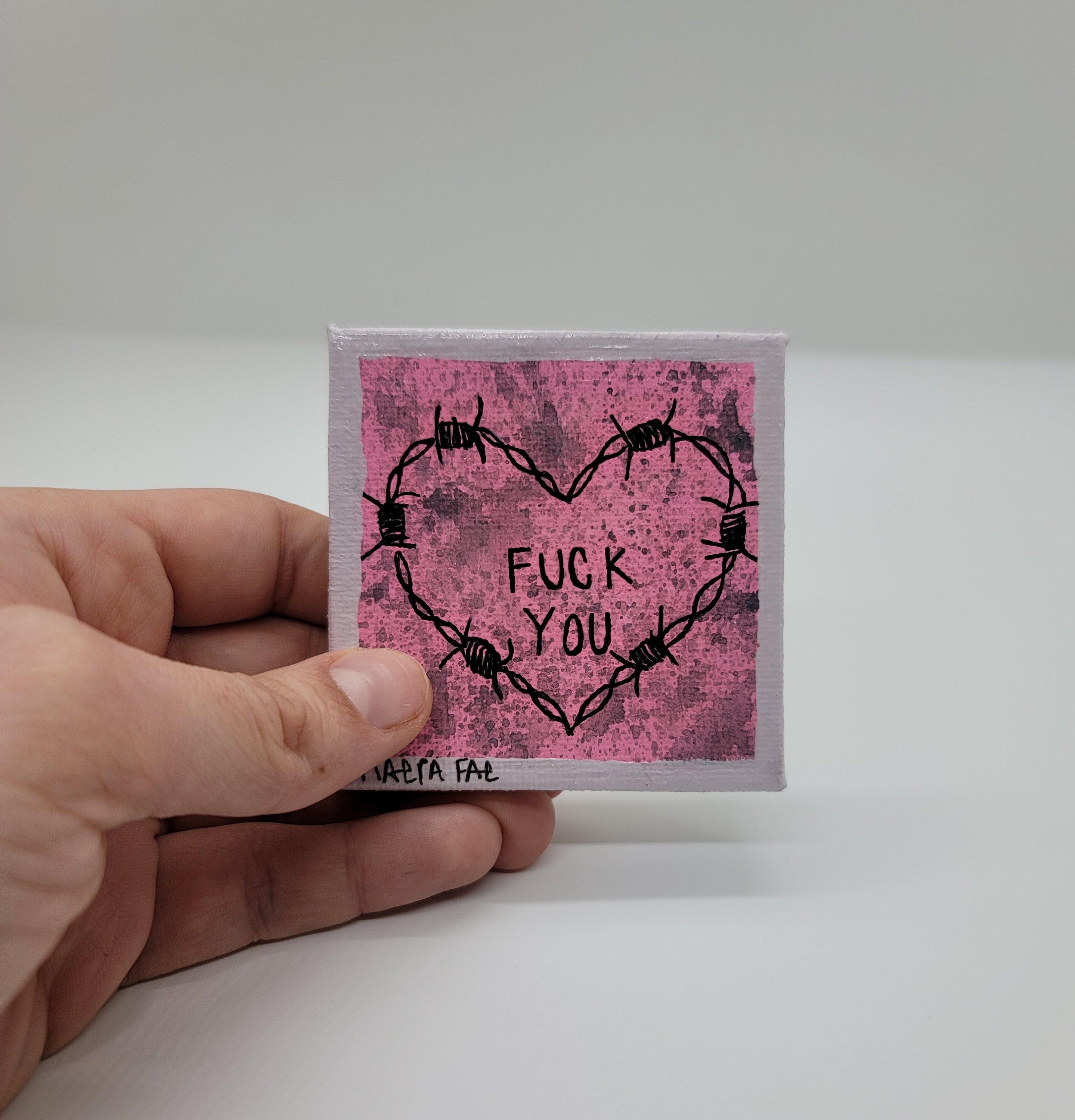 2.6x2.6 Mini Painting, Sad Girl, Occult Artwork, Gothic Decor, Punk ...