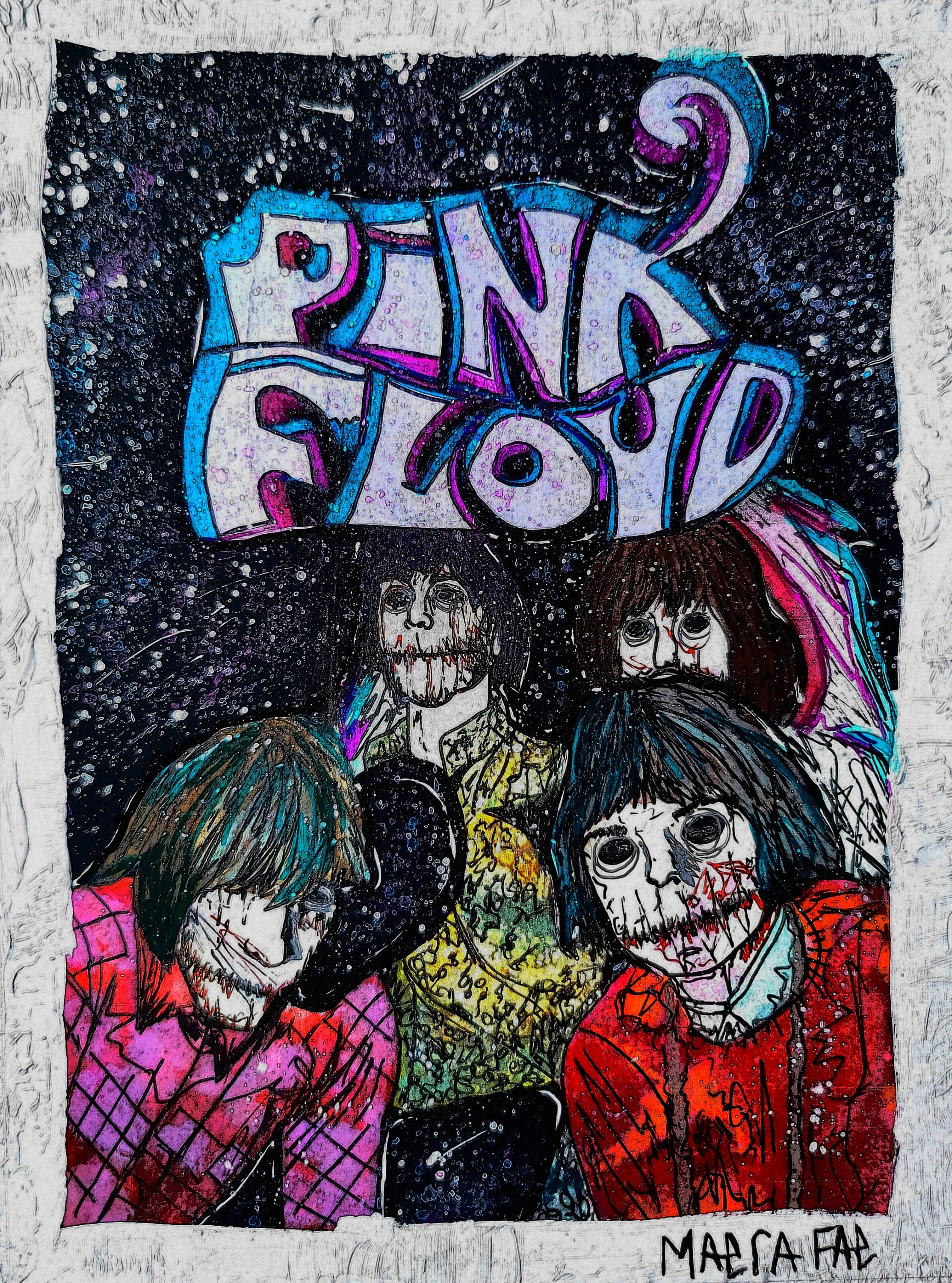 Pink Floyd 5x7 Art Print, Fan Art, Wicca Art, Dark Art