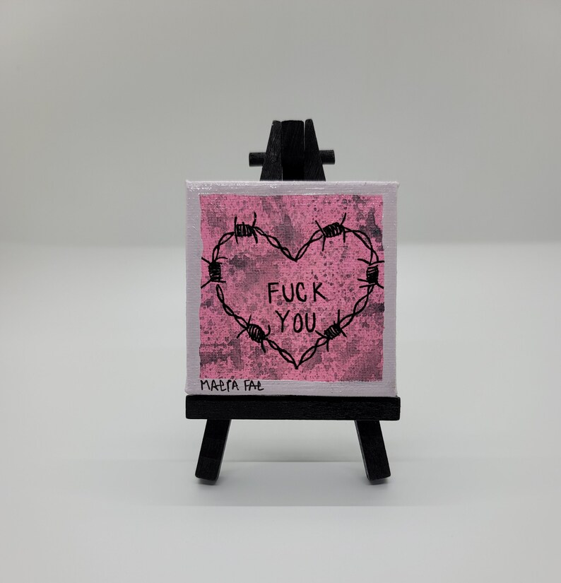 2.6x2.6 Mini Painting, Sad Girl, Occult Artwork, Gothic Decor, Punk ...