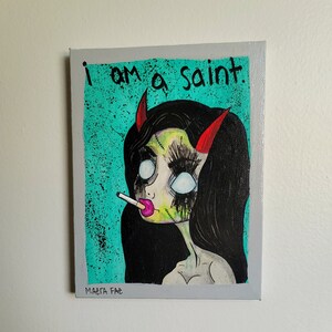 6x7 Original Painting - Wicca Art, Dark Art, Contemporary, Goth Art, Punk Art, Gothic Painting, Pop Artwork, Art, Spooky Girl Art, Grunge