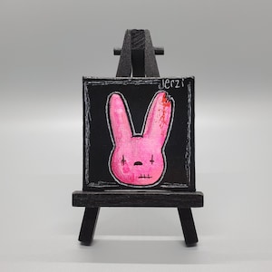 2.6x2.6 2.6x2.6 Mini Canvas, Dark Art, Lowbrow, Contemporary, Punk Rock, Pop Surrealism, Goth Art, Witch, Occult, Spooky Art, Bunny, Voodoo
