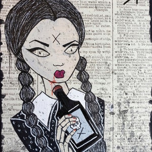 Wednesday Addams 5x7 Art Print - Dark Art, Addams Family, Spooky Art, Occult Art, TV Art, Gothic Art, Tim Burton, Addams Family Art, Gothic