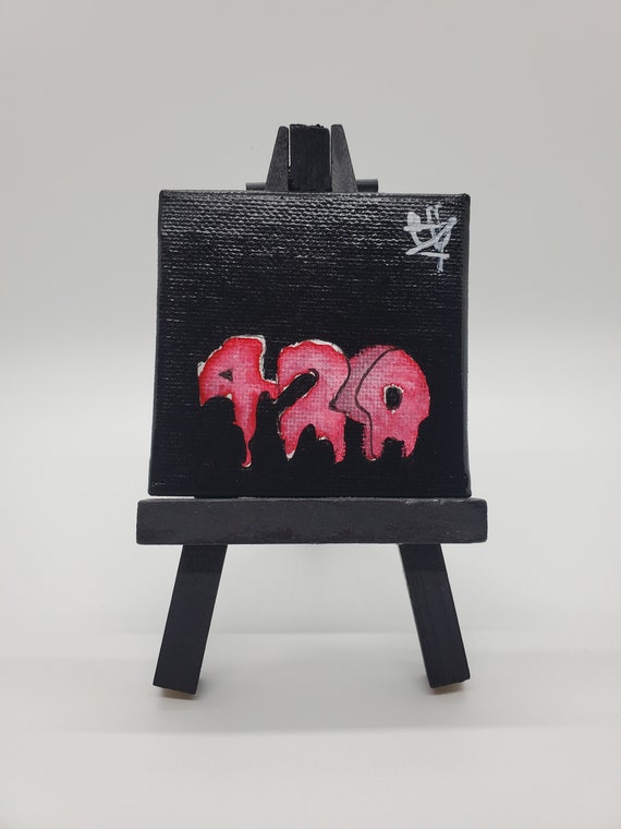 2.6x2.6 Mini Canvas, Art, Marijuana, Weed, Stoner, Horror, Goth Art, Dark Art, Tim Burton Art, 420, Trippy Art, Spooky Art, Witchy Art, Art