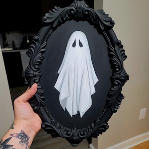Antique Ghost Painting - Vintage Halloween, Witchy Art, Vintage Goth Decor, Goth Deco, Ghost Art, Dark Romantic Decor, Vintage Victorian Art