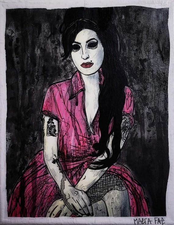 Amy Winehouse 8x10 Art Print - Wicca Art, Dark Art, Punk Rock Art, Gothic Decor, Fan Art, Art Deco, Witchcraft, Occult Art, Contemporary Art