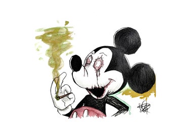 Mickey Mouse - 8x10 Art Prints, Wall Art Prints, Disney, Halloween, Graphite Drawing, Art Deco, Wall Art, Watercolor, Cute Art Prints, Art