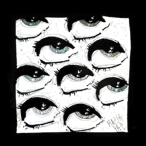 15x15 Original Gemälde - Grunge Kunst, Dunkle Kunst, Gothic Dekor, Gothic Kunst, Punt Kunst, Okkulte Kunst, Tim Burton Kunst, Augapfel Kunst, Pop Artwork, Gruselig