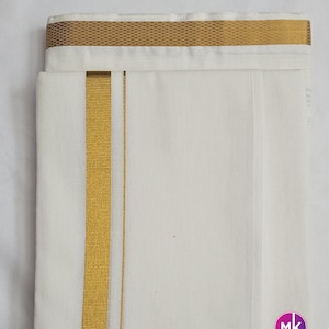 Dhoti ou vesti pour hommes en soie et coton (avec attache) - Jari Dhoti pour adultes et adolescents couleur or - taille réglable - 24/26, 28/30, 32/34, 36/38