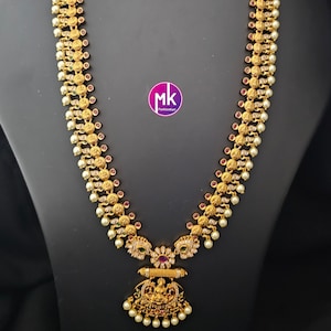 Lakshmi Premium quality Matte gold finish AD/CZ Haram with cute Earrings  - Traditional Jewelry - MK Fashionkart