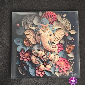 Modern Art lord Ganesa/Tanjavur picture of Goddess Gaja Lakshmi Acrylic Fridge magnet House warming Gift, Pooja return gift - MK Fashionkart