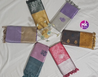 Vibrant Color Fancy Art Silk Saree - Exclusive Fancy art kanchipuram designs Sarees - Saree w running blouse -  MK Fashionkart