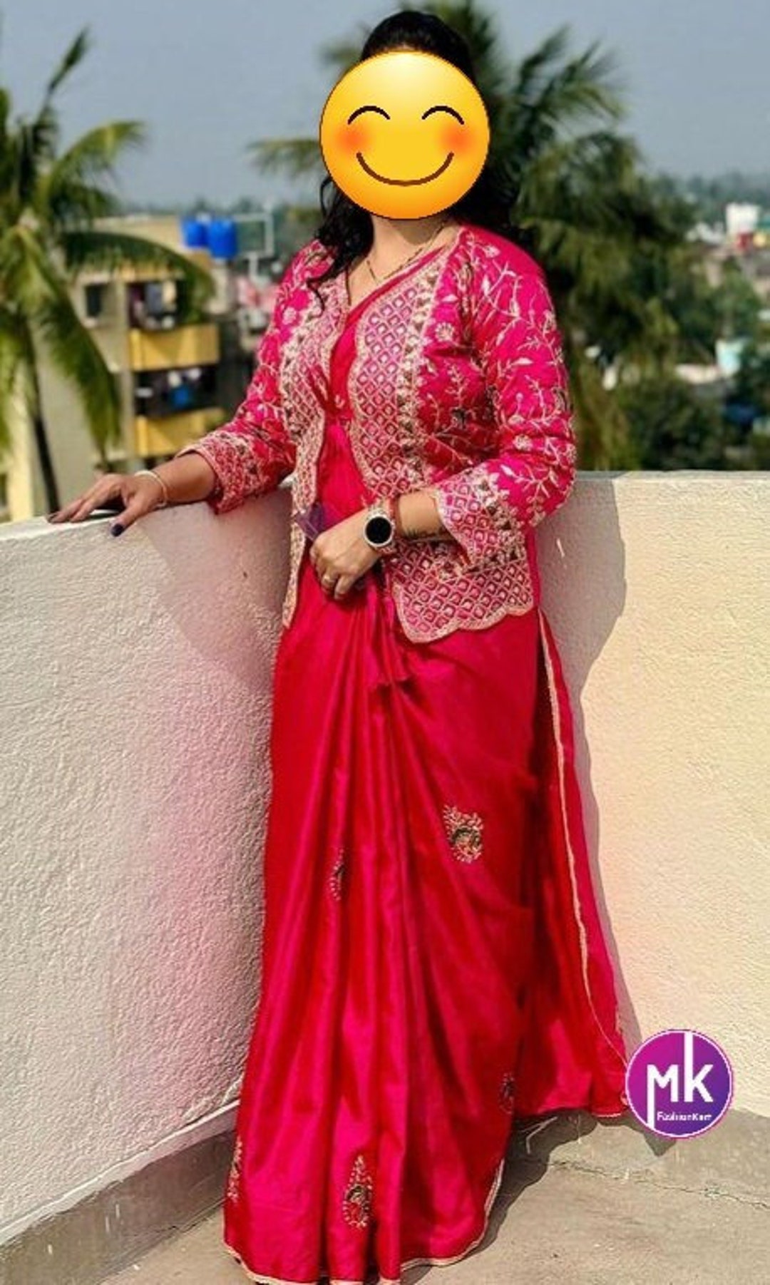 Designer Dola Silk Koti Embroidery Coding Sequence Work All Over