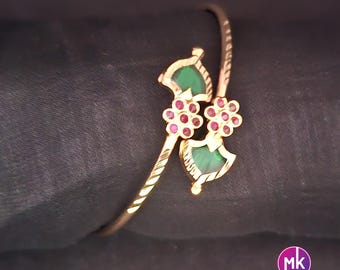 Premium Quality Gold finish Palakka Green Traditional Kerala Bracelet - Fashion Jewelry - MK Fashionkart