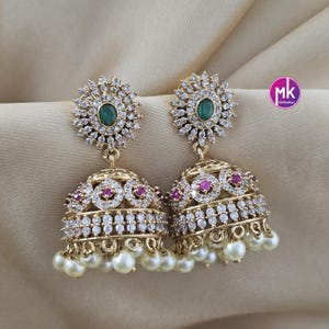 Premium Quality premium polish Jhumka with hangings pearls - MK Fashionkart - Fashion Jewelry