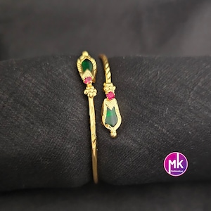 Premium Quality Gold finish Palakka Green Traditional Kerala Bracelet - Fashion Jewelry - MK Fashionkart