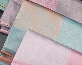 Sari de seda color mantequilla de lujo en tonos pastel - Saris de seda color mantequilla exclusivos - Sari con blusa para correr - MK Fashionkart