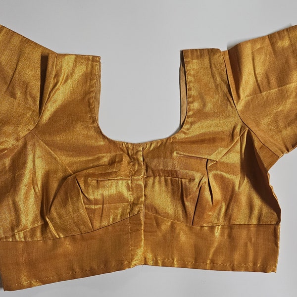 Readymade Saree Blouse - Golden color Blouse with lining for Sarees - Silk Cotton blouse - Size 40, 42" -MK Fashionkart