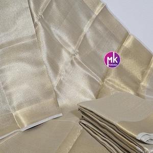 Celebrity Style (Nayantara Inspired) Banarasi Kanjeevaram inspired Brocade Tissue Silk Saree w embossed design w running blouse (unstitched)
