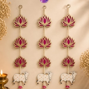 Lotus and pichwai cow hanging for Home Decor/Pooja Decor//Mahendi function/Wedding/Housewarming - Backdrop/Mandir/Wall decor- MK Fashionkart
