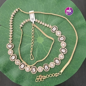 Premium Quality Gold finish with AD stones Hip Chain - Vaddanam-Kamarbandh-Kamarpatta-Waist belt-Hip belt - Belly chain - MK Fashionkart