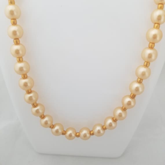 Pearl Mala With Matte Finish Gold Balls 