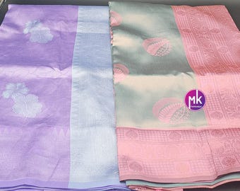 Sari de seda con estampado artístico y blusa deportiva en contraste - Sari con blusa deportiva - MK Fashionkart