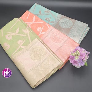 Floral Design Soft Tissue Saree - Beautiful Floral design Sarees - Saree with running blouse - Partywear Saree - MK Fashionkart