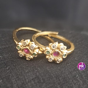 Matte gold finish Toe Ring with AD stones/Leg Finger Ring/Adjustable Toe Ring/Metti/-  MK Fashionkart - Indian Fashion Jewelry