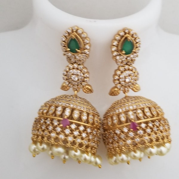 Premium Quality premium polish long Big Jhumka with hangings pearls - MK Fashionkart - Fashion Jewelry