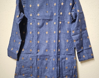 Men's Cotton butta work Long Kurta - Full Hand - Long sleeve - Front open - pocket Kurta - Partywear - MK Fashionkart - Indian Dresses