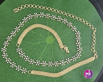 Premium Quality Diamond Design AD stones Hip Chain - Vaddanam-Kamarbandh-Kamarpatta-Waist belt-Hip belt-Belly chain - MK Fashionkart