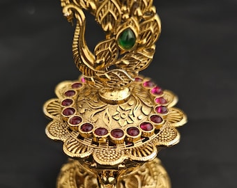 Gold plated Kumkum box/Sindoor box/Wedding Gift/Pooja Accessory/Indian Decor/Kumkum Bharani - MK Fashionkart