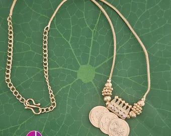 Premium quality Lakshmi Gold finish Kasu Simple Chain - Trending Simple elegant kasu chain - MK Fashionkart - Fashion Jewelry