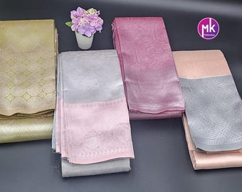 Beautiful trending pastel color Butter Silk Sarees and Running blouse - Saree with running blouse - Partywear Saree - MK Fashionkart