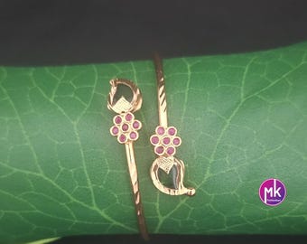 Premium Quality Gold finish Palakka Green Traditional Kerala Bracelet - Fashion Jewelry - MK Fashionkart