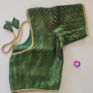 Readymade Saree/Lehenga Blouse (BATCH 3) - Vibrant colors brocade with Jari border blouse with lining - Size 38" -MK Fashionkart