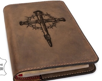 Real Leather KJV Large Print Bible, Full Grain Cowhide Leather Bible, KJV bible Personalized. Personalized
