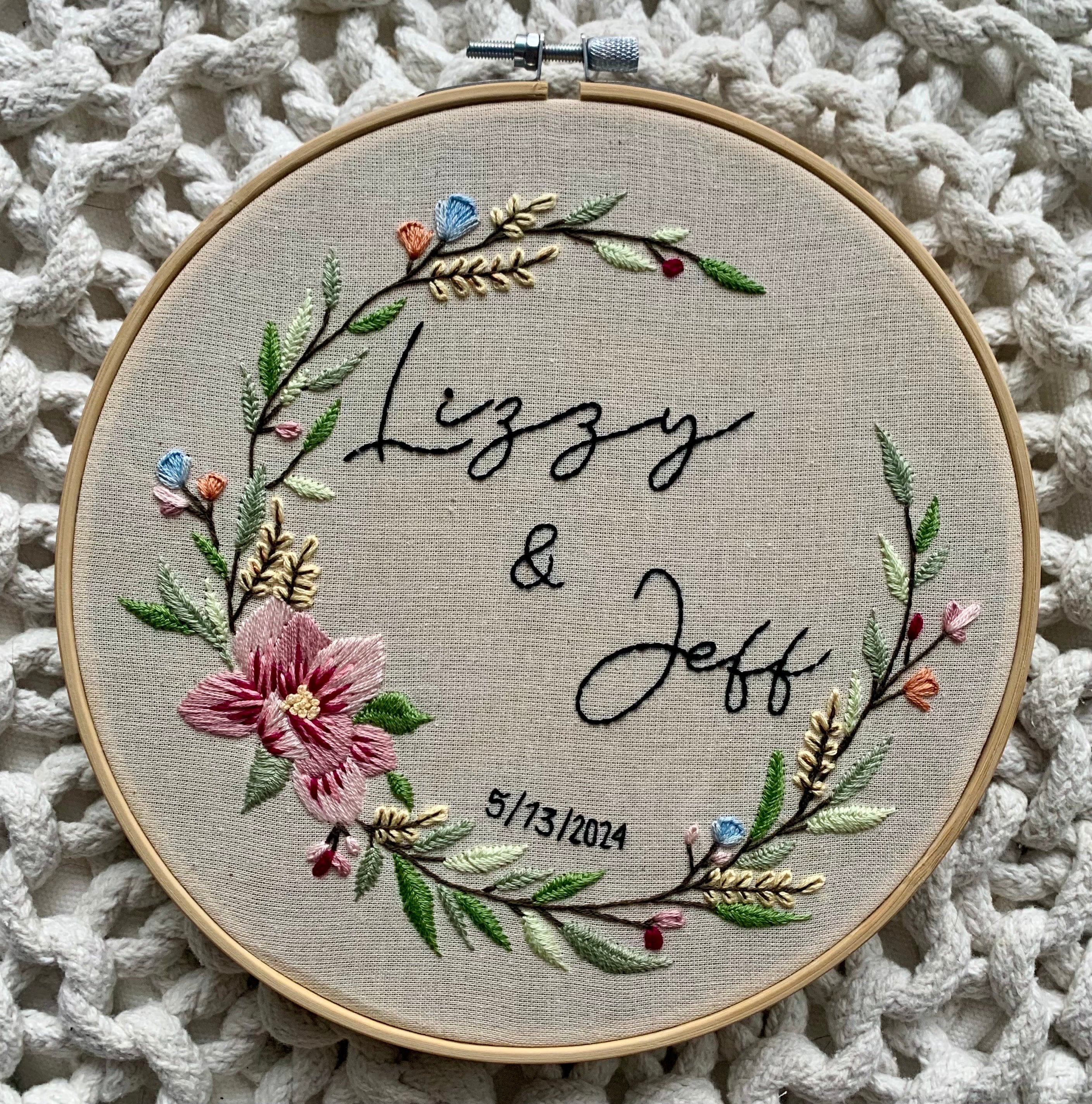 Custom Wedding Embroidery With Florals - Etsy
