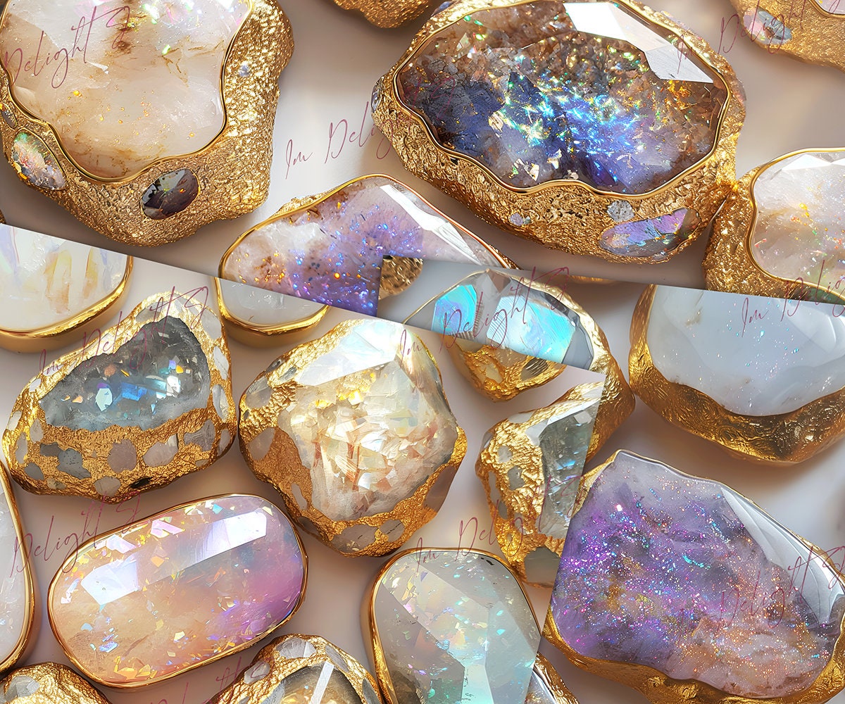 Precious Stones Digital Papers, Opal Druzy Stones/opalescence/abstract ...