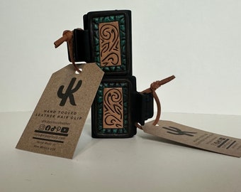 Hand Tooled Leather Hair Clip
