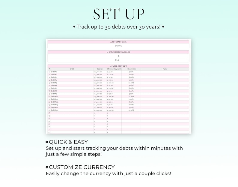 Debt Payoff Tracker Debt Snowball Spreadsheet Google Sheets Debt Tracker Financial Planner Debt Payment Tracker Monthly Budget Spreadsheet image 4