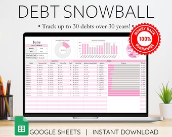 Debt Payoff Tracker Debt Snowball Spreadsheet Google Sheets Debt Tracker Financial Planner Debt Payment Tracker Monthly Budget Spreadsheet