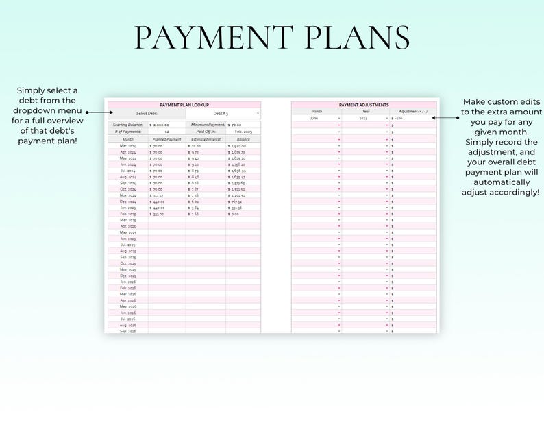 Debt Payoff Tracker Debt Snowball Spreadsheet Google Sheets Debt Tracker Financial Planner Debt Payment Tracker Monthly Budget Spreadsheet image 7